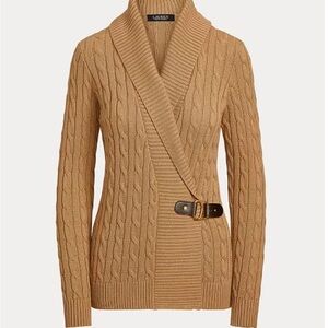 Lauren Ralph Lauren Camel Cable Knit Cardigan